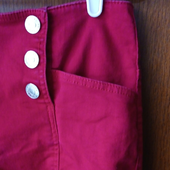 Celebrity Pink- Red High-Waist Button Front Shorts - Picture 5 of 12